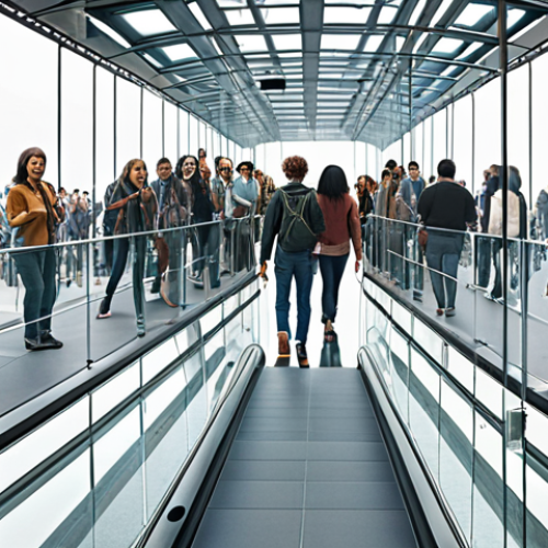 Home 11 **Image:** A clear, glass bridge symbolizing transparent communication, with people confidently walking across. In the background, a diverse group of people are interacting positively. Words like "Honesty," "Openness," and "Accessibility" are subtly integrated into the background design.