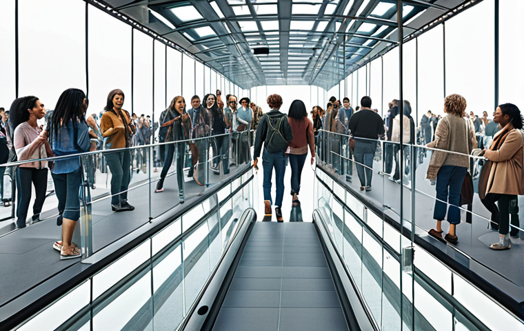 **Image:** A clear, glass bridge symbolizing transparent communication, with people confidently walking across. In the background, a diverse group of people are interacting positively. Words like "Honesty," "Openness," and "Accessibility" are subtly integrated into the background design.