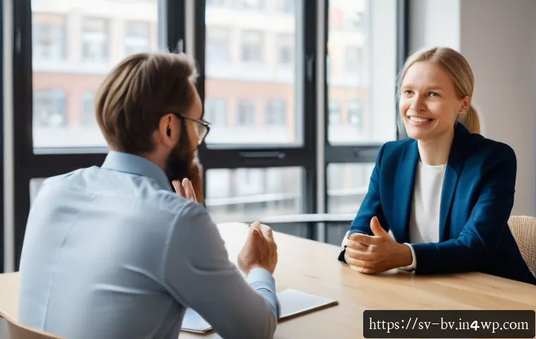 효과적인 대화의 기본 원칙 - A professional and warm office setting in Stockholm, Sweden, showing two colleagues engaged in activ...