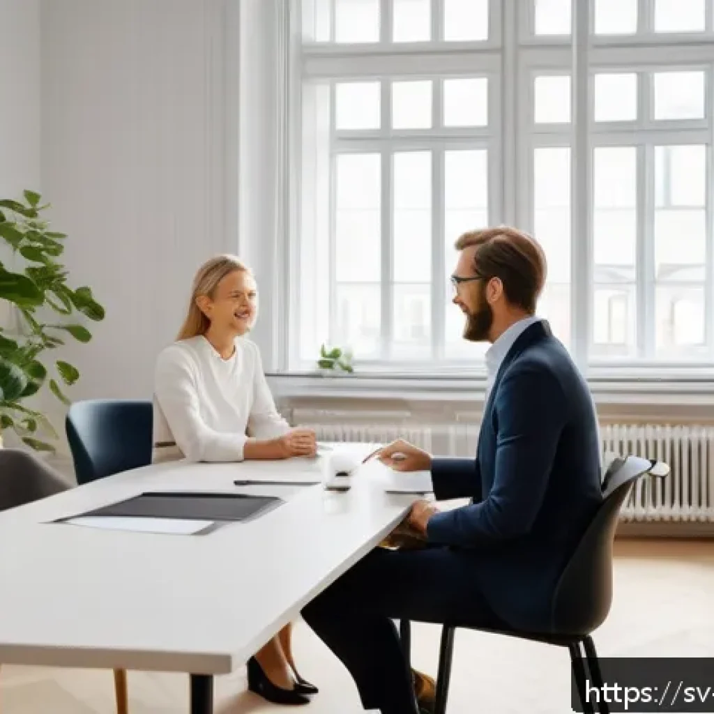 상대방과의 신뢰를 쌓는 대화법 - A warm and inviting office setting in Stockholm, featuring two Swedish adults engaged in active list...