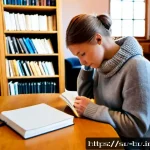 Home 23 커뮤니케이션 기술 향상을 위한 독서 추천 - Photorealistic cozy Stockholm public library scene, a young Swedish professional seated at a pale wo...
